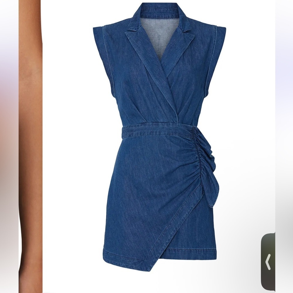 7 for all mankind denim ruffle mini dress - Picture 6 of 10